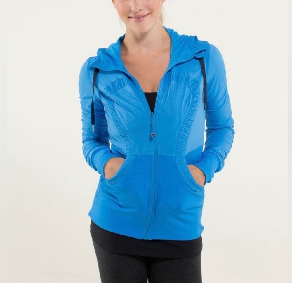 Lululemon Reversible Dance Studio Jacket Size 6 Blue Hooded Full Zip Yoga Active